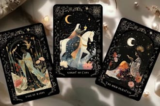 design custom tarot card, tarot deck, oracle deck, zodiac astrology card design
