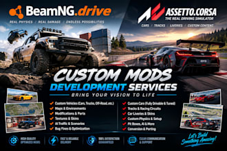 develop beamng drive, assetto corsa and custom mods with map