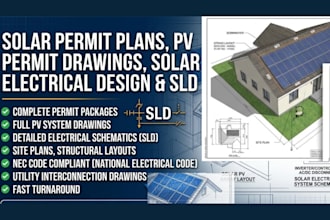 do solar permit plans, pv permit drawings, solar electrical design and sld