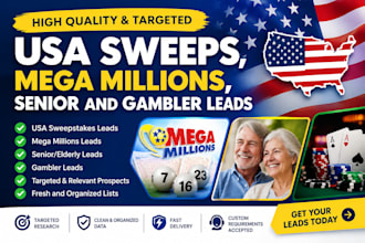 provide USA sweeps, mega millions, senior and gambler leads