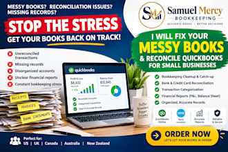 fix messy books and reconcile quickbooks for small businesses with clear reports