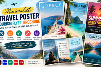 design minimalist travel poster tourism flyer brochure creative event graphics