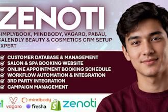 setup zenoti med spa salon crm, minbody gohighlevel fresha zendesk klaviyo flows
