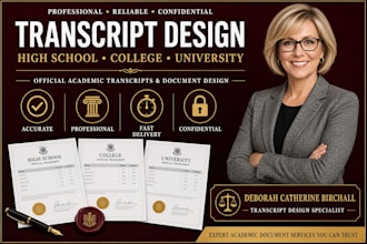 design transcript, high school, college and university transcript design