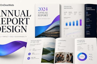 design an annual report, impact report esg report, sustainability report and PDF