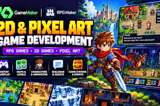 develop a 2d pixel art or rpg game in gamemaker or rpg maker