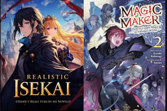 draw an anime light novel cover, webnovel cover and manhwa cover illustration