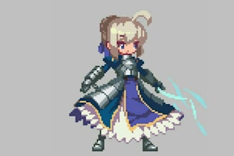 create pixel art animation pixel art character sprite sheet for game