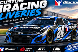 expertly do design custom iracing livery, trading paints and sim racing liveries