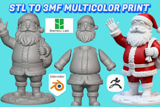 convert stl to 3mf split 3d model 3mf for ams bambu lab multicolor 3d printing