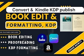 convert PDF, png and wattpad to epub and format books for kindle KDP publish