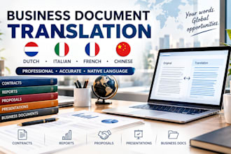 translate busines documents into dutch italian french chinese or native language