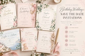 design birthday, wedding and save the date invitation card