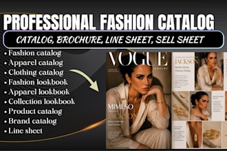 design fashion catalog, apparel lookbook, line sheet sell sheet product brochure