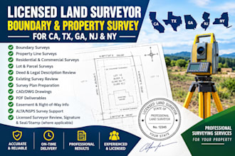 provide licensed land surveyor boundary survey for ca tx ga nj ny