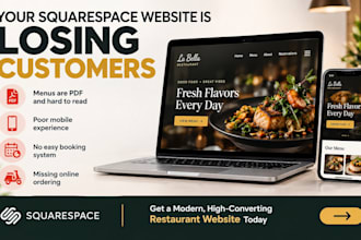 design a squarespace restaurant website with menu and booking