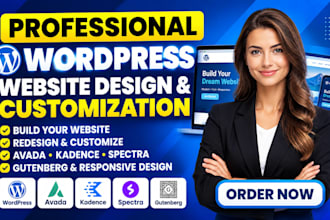 build or customize wordpress website using avada, kadence, spectra and gutenberg