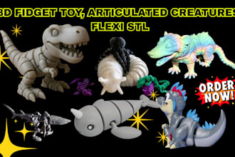 create custom dumpling 3d fidget toy, articulated creature, stl for 3d printing