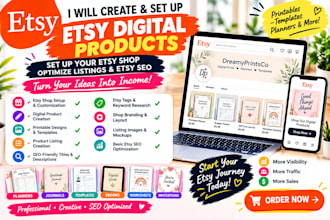 create etsy digital products, etsy shop set up, etsy digital products, etsy seo