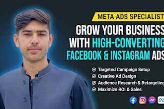 setup facebook and instagram ads campaign with ad designs