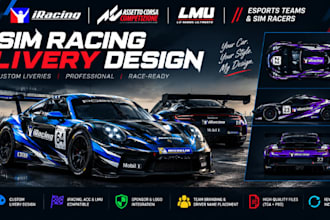 do design sim racing livery liveries for iracing, acc, lmu and esports teams