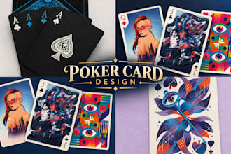 design custom playing cards, poker deck, card game and card box design, tcg