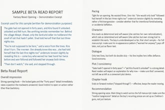 be your beta reader for your fantasy or thriller novel