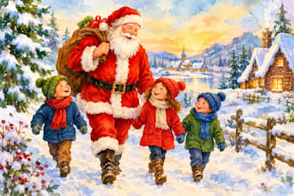 illustrate christian christmas children books with whimsical watercolor book