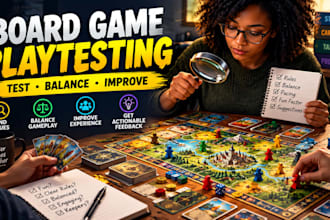 test your board game, card game, or tabletop game and provide detailed feedback