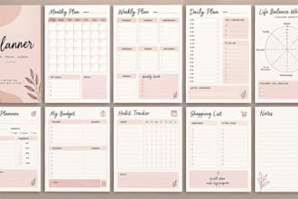 editable etsy digital planner kdp journal design digital journal workbook design