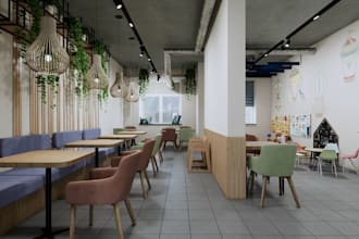render 3d restaurant,coffee lounge interior,retail space layout,cgi dessert shop