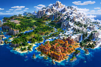 terraform minecraft worlds with mountains, rivers, forests and oceans