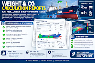 calculate vessel weight and cg report for stability and class approval