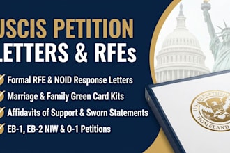 prepare uscis immigration petition letters, rfe responses, and affidavits