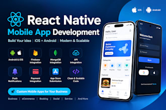 develop a react native mobile app for android and ios