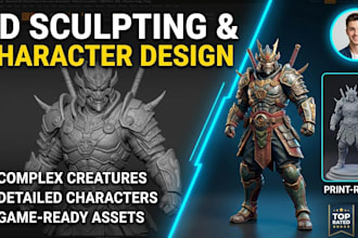 3d sculpt model, printable character, action figure and animation rendering