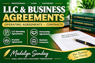 draft llc operating agreements, partnership agreements and business contracts