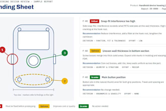 review your product design and write a detailed engineering report