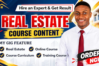 create real estate course content, course curriculum, training materials