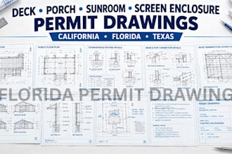deck porch sunroom screen enclosure permit drawings florida texas california