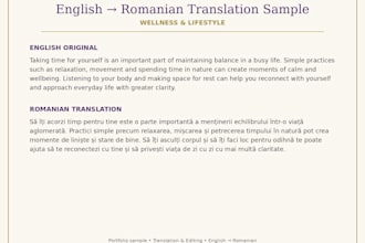 translate english to romanian and edit