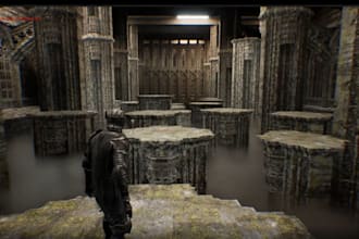 create 3d game environment, unreal engine, unity level, assest, open world map