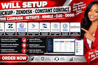 setup clickup zendesk constant contact active campaign netsuite nimble clio odoo