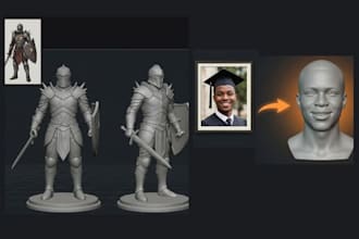 convert image to 3d model stl, 3mf file, sculpt 3d figurine for 3d printing