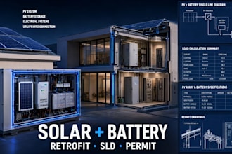 design solar battery retrofit electrical plans for homes and buildings
