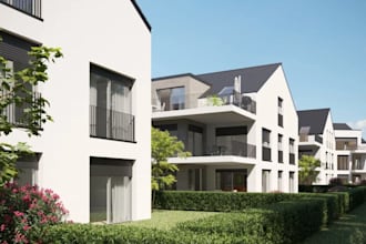 multi family housing development,site layout, backyard garden,real estate visual