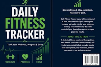 design puzzle book cover, fitness tracker book cover, kids tracing alphabet book