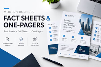 design modern business fact sheets, sell sheets, and one pagers