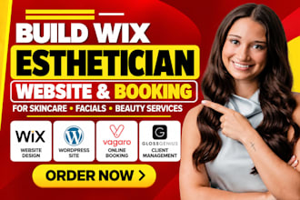 build wix esthetician website, wordpress skincare, vagaro booking, glossgenius