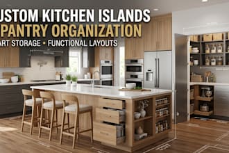 design custom kitchen islands, appliance garages and butler pantry organization